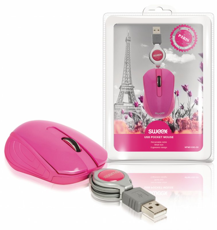 Drátová Myš Přenosný 3 Tlačítka Růžová - obrázek produktu