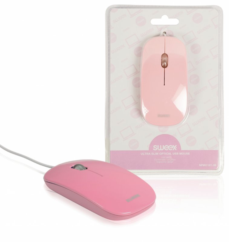 Drátová Myš Stolní 3 Tlačítka Růžová - obrázek produktu