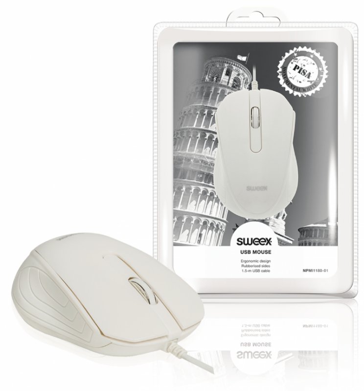 Drátová Myš Stolní 3 Tlačítka Bílá - obrázek produktu