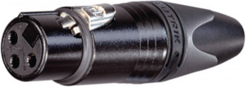 3pólový konektor kabelu samice s černým kovovým pouzdrem a stříbrnými kontakty NTR-NC3FXX-BAG - obrázek č. 1