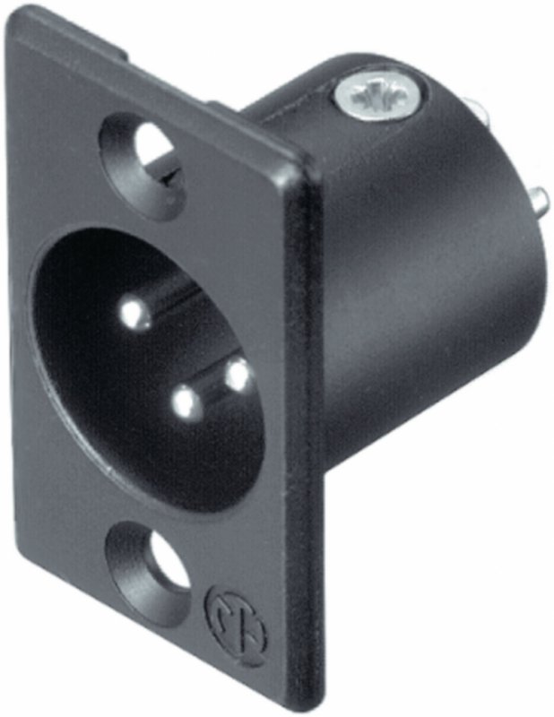 XLR Kolíková zásuvka pro montáž na panel 3 P Pájecí Připojení Černá - obrázek produktu
