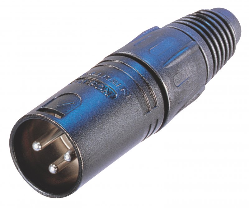 3pólový konektor kabelu samec s černým kovovým pouzdrem a zlatými kontakty NTR-NC3MXB - obrázek produktu