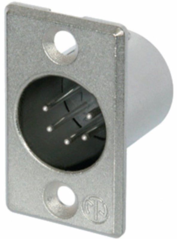 XLR Kolíková zásuvka pro montáž na panel 5 P Pájecí Připojení Poniklovaná - obrázek produktu