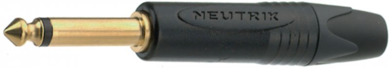 2kolíkový 1/4" profesionální jack konektor, zlaté kontakty, černé pouzdro NTR-NP2X-B - obrázek č. 1