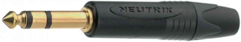 3kolíkový 1/4" profesionální jack konektor, zlaté kontakty, černé pouzdro NTR-NP3X-B - obrázek č. 1