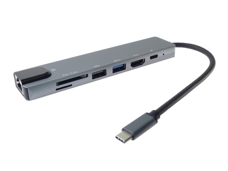 PremiumCord USB-C na HDMI + USB3.0 + USB2.0 + PD + SD/ TF + RJ45 adaptér - obrázek č. 8