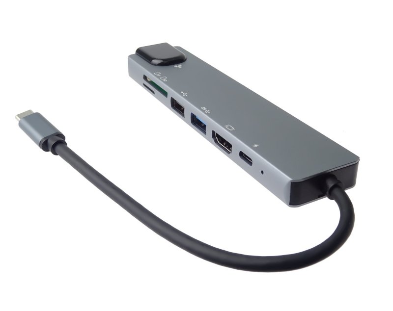 PremiumCord USB-C na HDMI + USB3.0 + USB2.0 + PD + SD/ TF + RJ45 adaptér - obrázek č. 3