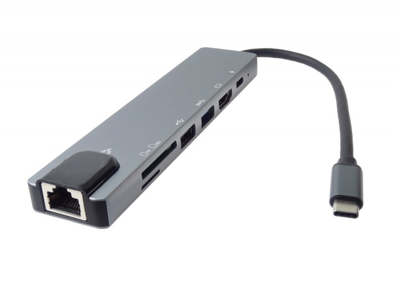 PremiumCord USB-C na HDMI + USB3.0 + USB2.0 + PD + SD/ TF + RJ45 adaptér - obrázek č. 7