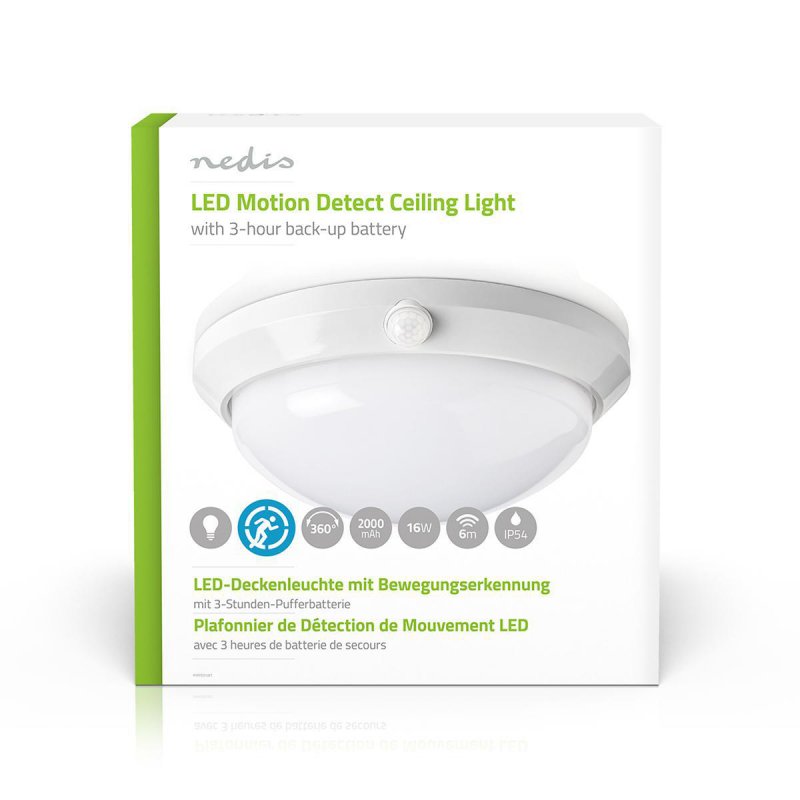 LED Stropní Svítidlo se Senzorem a Záložní Baterií | Pir Senzor | 16 W | 3000 K | 1280 lm | Průměr: 300 mm - obrázek č. 2