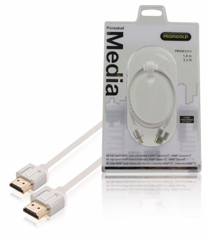 High Speed HDMI Kabel s Ethernetem HDMI Konektor - HDMI Konektor 1.00 m Bílá PROM1211 - obrázek produktu
