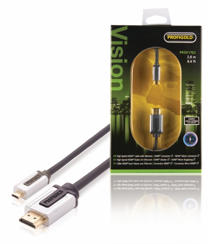 High Speed HDMI Kabel s Ethernetem HDMI Konektor - HDMI Micro Konektor 2.00 m Černá - obrázek produktu