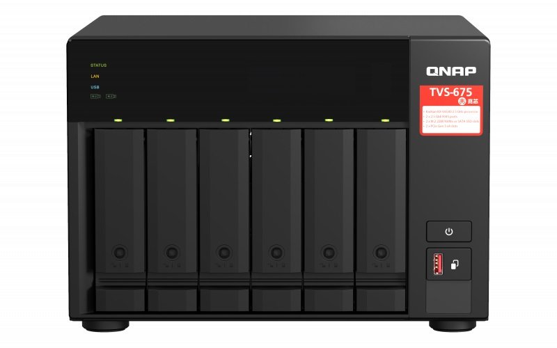 QNAP TVS-675-8G (8core 2,5GHz / 8GB RAM / 6xSATA / 2xM.2 NVMe slot / 2xPCIe / 2x2,5GbE / 1x HDMI 4K) - obrázek produktu
