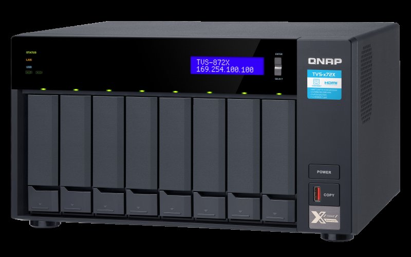QNAP TVS-872X-i3-8G (3,1GHz /  8GB RAM /  8x SATA /  2x M.2 NVMe slot /  1x HDMI 4K /  2x GbE /  1x 10GbE) - obrázek produktu