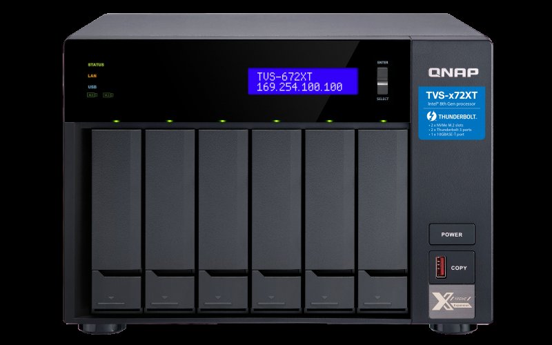 QNAP TVS-672XT-i3-8G (3,1GHz /  8GB RAM /  6x SATA /  2x M.2 NVMe slot /  1x HDMI 4K /  2x Thunderbolt 3) - obrázek produktu