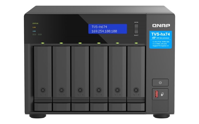QNAP TVS-h674-i5-32G (6core 4,4GHz, ZFS, 32GB RAM, 6x SATA, 2x M.2 NVMe, 2x PCIe, 2x 2,5GbE, HDMI) - obrázek produktu