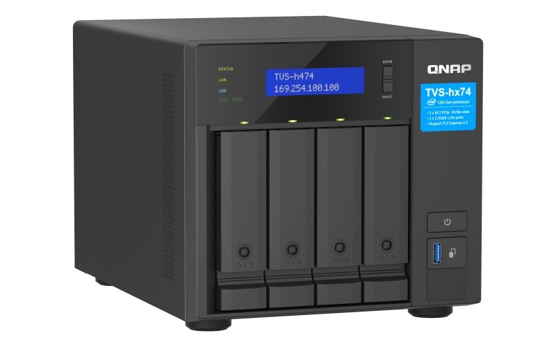 QNAP TVS-h474-PT-8G (2core 3,7GHz, ZFS, 8GB RAM, 4x SATA, 2x M.2 NVMe, 2x PCIe, 2x 2,5GbE, 1x HDMI) - obrázek č. 2