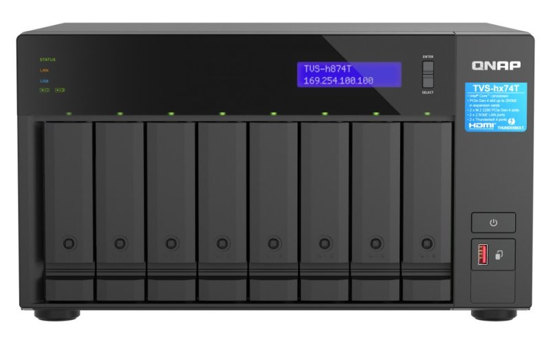 QNAP TVS-h874T-i9-64G (16core, ZFS, 64GB RAM, 8x SATA, 2x M.2 NVMe, 2x 2,5GbE, 2x Thunderbolt 4) - obrázek produktu