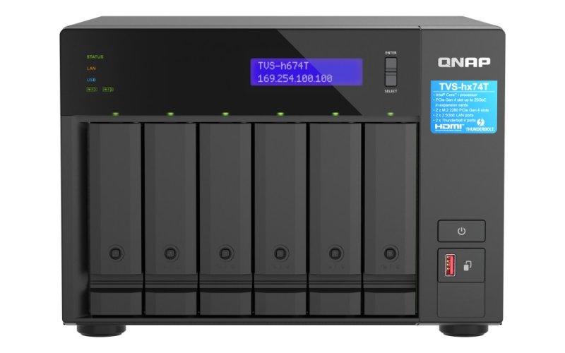 QNAP TVS-h674T-i5-32G (6core, ZFS, 32GB RAM, 6x SATA, 2x M.2 NVMe, 2x 2,5GbE, 2x Thunderbolt 4) - obrázek produktu