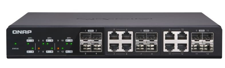 QNAP 10G switch QSW-1208-8C: 12x 10G port SFP+ (4x SFP+ a 8x kombinované SFP+ /  RJ-45) - obrázek produktu