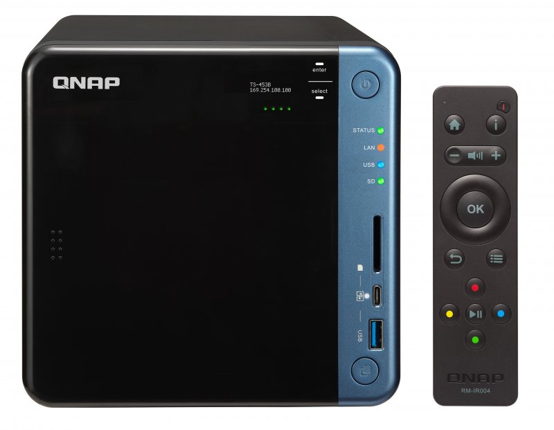 QNAP TS-453B-4G (2,3GHz /  4GB RAM /  4x SATA /  2x HDMI 4K /  1x PCIe /  2x GbE /  5x USB 3.0) - obrázek produktu