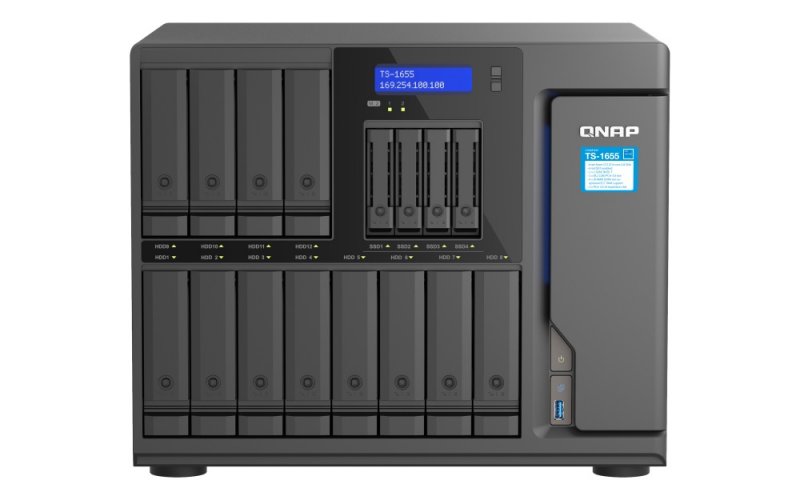 QNAP TS-1655-8G (8core 2,8GHz, 8GB RAM, 12x 3,5"+4x 2,5" SATA, 2x M.2 NVMe slot, 2x 2,5GbE, 3x PCIe) - obrázek produktu