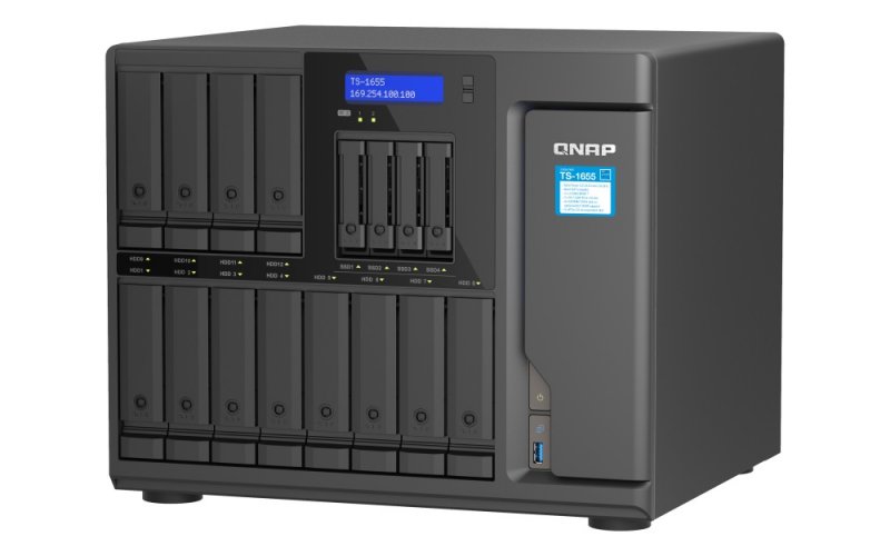 QNAP TS-1655-8G (8core 2,8GHz, 8GB RAM, 12x 3,5"+4x 2,5" SATA, 2x M.2 NVMe slot, 2x 2,5GbE, 3x PCIe) - obrázek č. 5