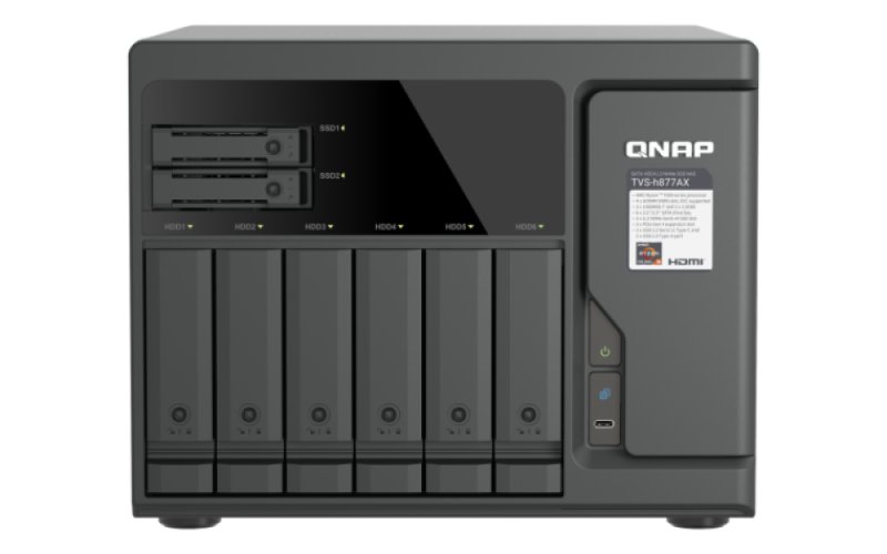 QNAP TVS-h877AX-R5-16G (AMD Ryzen 5, 16GB DDR5 RAM, 6x 3,5"+ 4x 2,5", 3x PCIe, 2x 2,5GbE, 2x 10GbE) - obrázek produktu