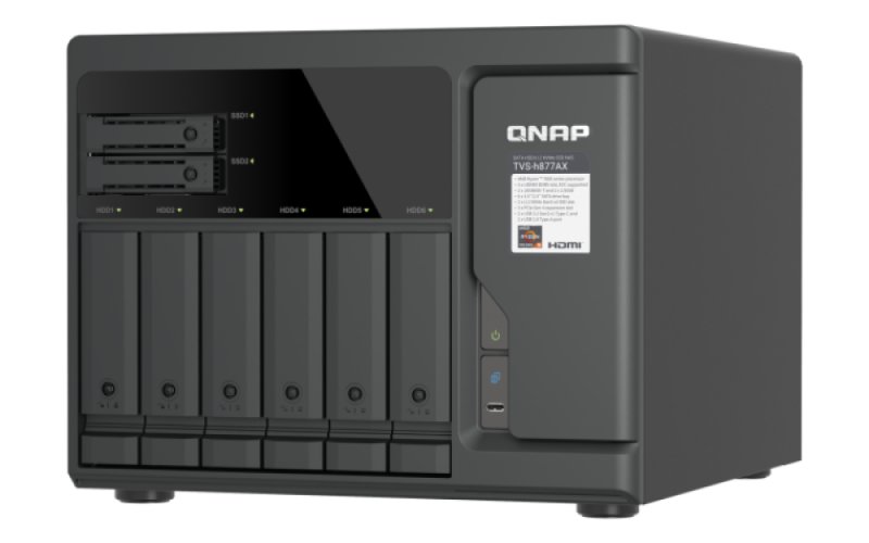 QNAP TVS-h877AX-R5-16G (AMD Ryzen 5, 16GB DDR5 RAM, 6x 3,5"+ 4x 2,5", 3x PCIe, 2x 2,5GbE, 2x 10GbE) - obrázek č. 2
