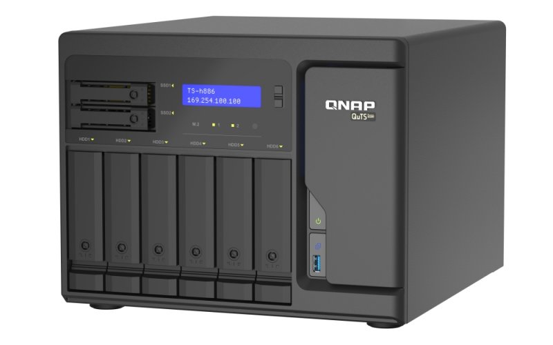 QNAP TS-h886-D1602-8G (Xeon 3,2GHz, ZFS, 8GB ECC RAM, 6x3,5"+2x 2,5", 2xPCIe, 4x 2,5GbE, 2xM.2 NVMe) - obrázek č. 4