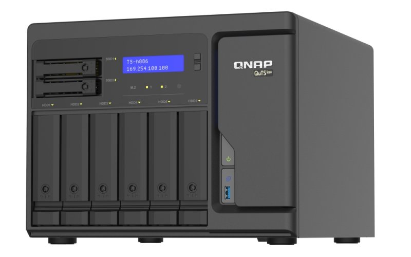 QNAP TS-h886-D1602-8G (Xeon 3,2GHz, ZFS, 8GB ECC RAM, 6x3,5"+2x 2,5", 2xPCIe, 4x 2,5GbE, 2xM.2 NVMe) - obrázek č. 2