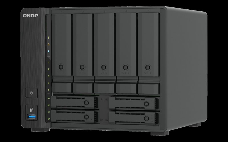 QNAP TS-h966TX-8G (i3 6core, ZFS, 8GB RAM, 5x 3,5" SATA + 4x 2,5" U.2, 2x 2,5GbE, 2x Thunderbolt 4) - obrázek č. 3