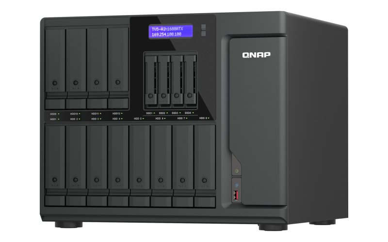 QNAP TVS-AIh1688ATX-U9-32G (Ultra 9, ZFS, 32GB DDR5 ECC RAM, 12x 3,5"+ 4x 2,5", 2x 2,5GbE, 2x 10GbE) - obrázek č. 3