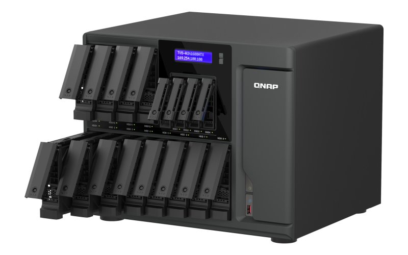 QNAP TVS-AIh1688ATX-U9-32G (Ultra 9, ZFS, 32GB DDR5 ECC RAM, 12x 3,5"+ 4x 2,5", 2x 2,5GbE, 2x 10GbE) - obrázek č. 6