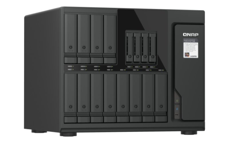 QNAP TVS-h1677AX-R5-16G (AMD Ryzen 5, ZFS, 16GB DDR5 RAM, 12x 3,5"+ 4x 2,5", 2x 2,5GbE, 2x 10GbE) - obrázek č. 2