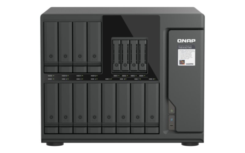 QNAP TVS-h1677AX-R5-16G (AMD Ryzen 5, ZFS, 16GB DDR5 RAM, 12x 3,5"+ 4x 2,5", 2x 2,5GbE, 2x 10GbE) - obrázek produktu