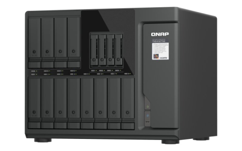 QNAP TVS-h1677AX-R5-16G (AMD Ryzen 5, ZFS, 16GB DDR5 RAM, 12x 3,5"+ 4x 2,5", 2x 2,5GbE, 2x 10GbE) - obrázek č. 3