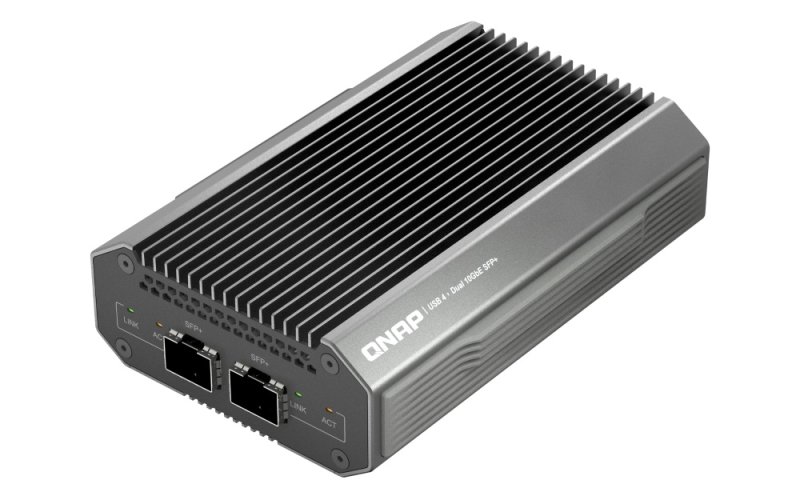 QNAP QNA-UC10G1SF- adaptér USB-C 4 (podpora Thunderbolt 3 a 4) na 2x 10GbE SFP+ (pasivní chlazení) - obrázek produktu