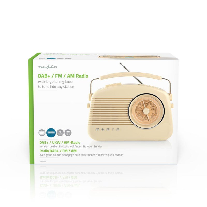 Přenosné DAB+ retro rádio 5.4W, béžová barva - obrázek č. 6