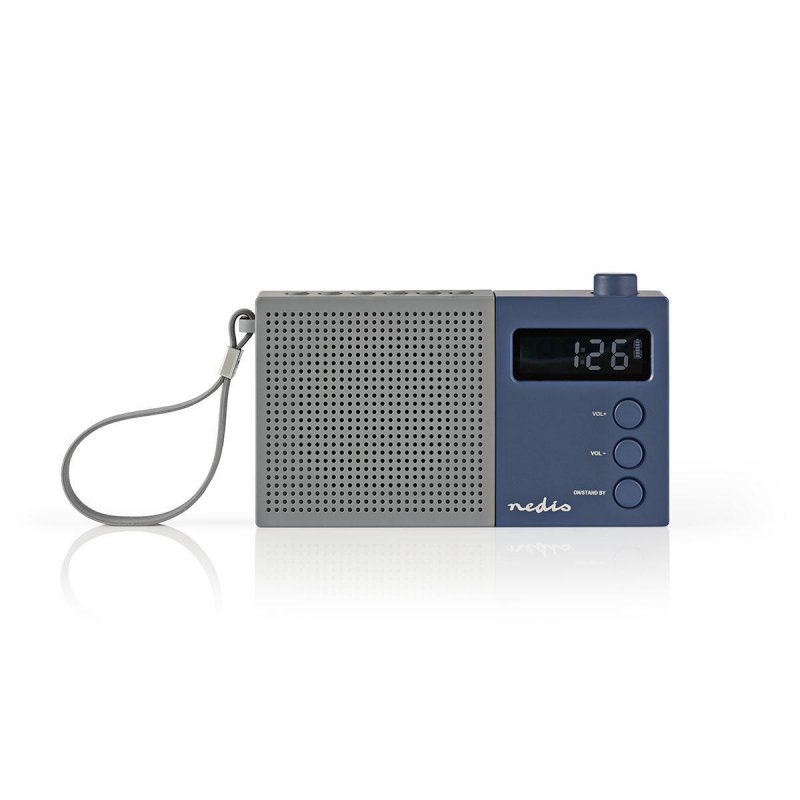 FM Rádio | 2,1 W | Hodiny a Budík | Multifunkční Otočný Knoflík | Šedá / Modrá - obrázek produktu