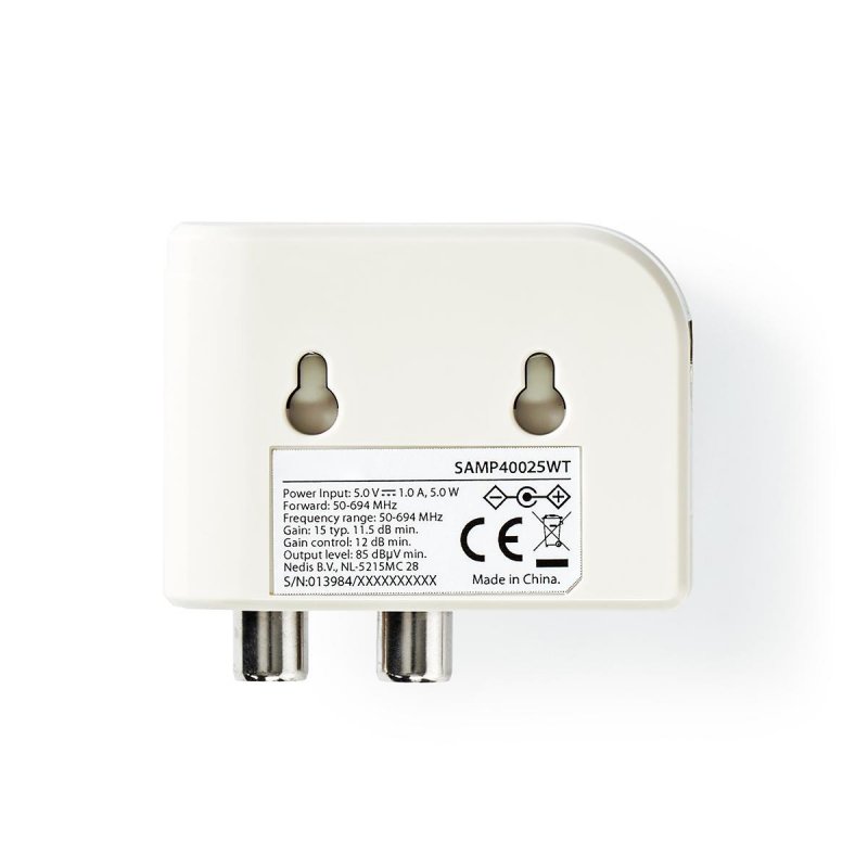 CATV Zesilovač | Zesílení: 15 dB | 50 - 694 MHz | Počet výstupů: 2 | Ovládání zesílení | Bílá - obrázek č. 4