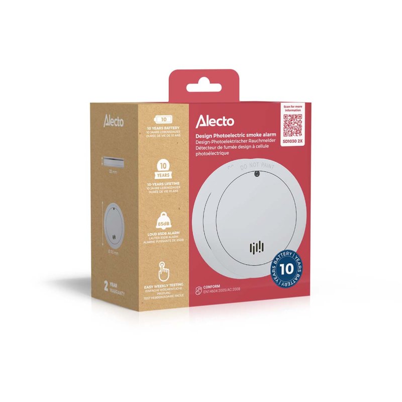2x Smoke detector with 10 years battery and sensor runtime White SD1030 2X - obrázek č. 6