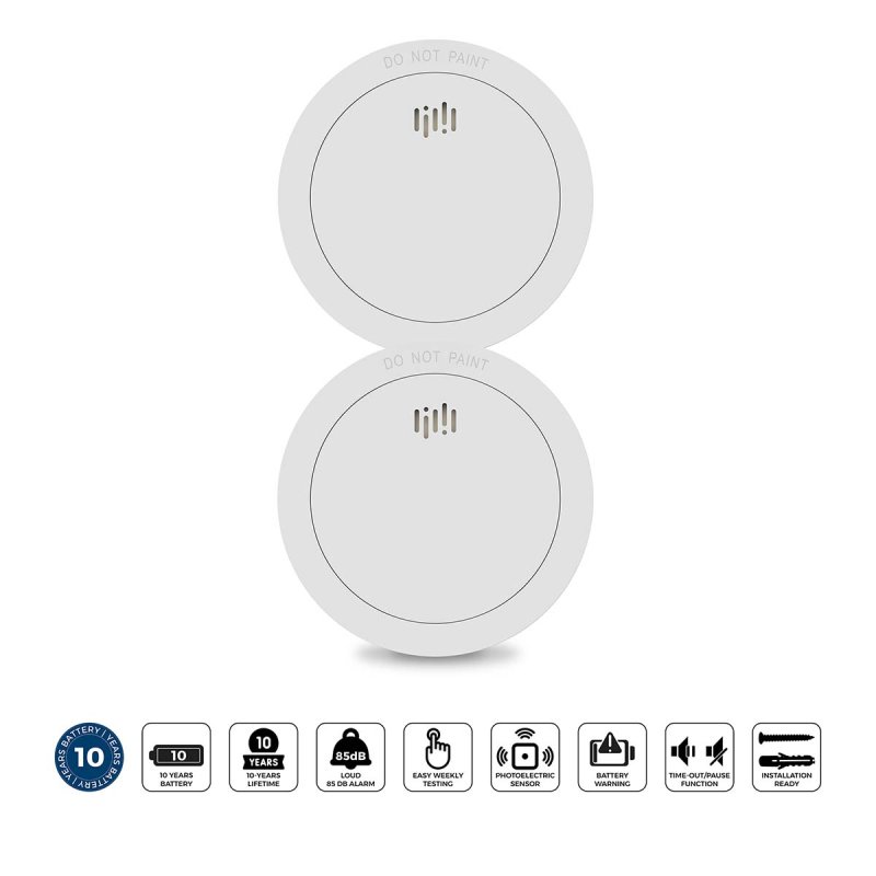 2x Smoke detector with 10 years battery and sensor runtime White SD1030 2X - obrázek produktu
