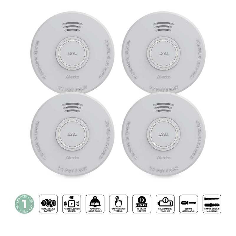 Samostatný kouřový alarm s baterií na 1 rok 4 ks SD110 4X - obrázek produktu