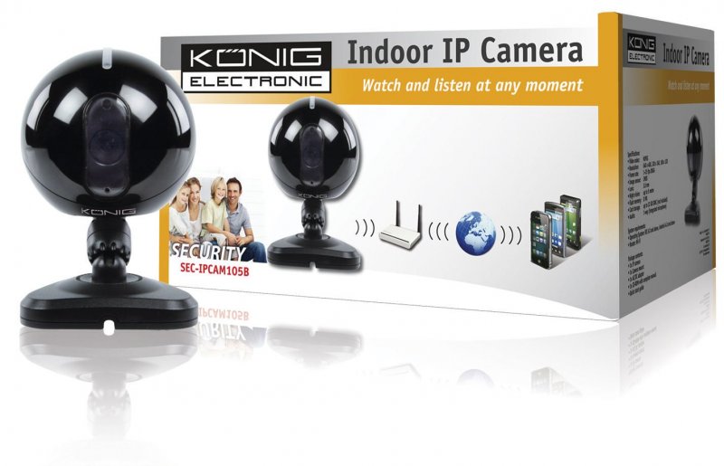 Interiérová IP kamera s nočním viděním, černá - obrázek produktu