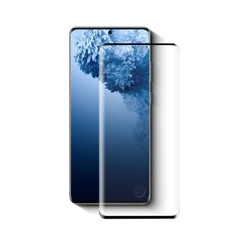 Chránič Displeje z Tvrzeného Skla pro Samsung Galaxy S20 | Celý Displej | 3D Zaoblený | Průhledný / Černý - obrázek č. 1