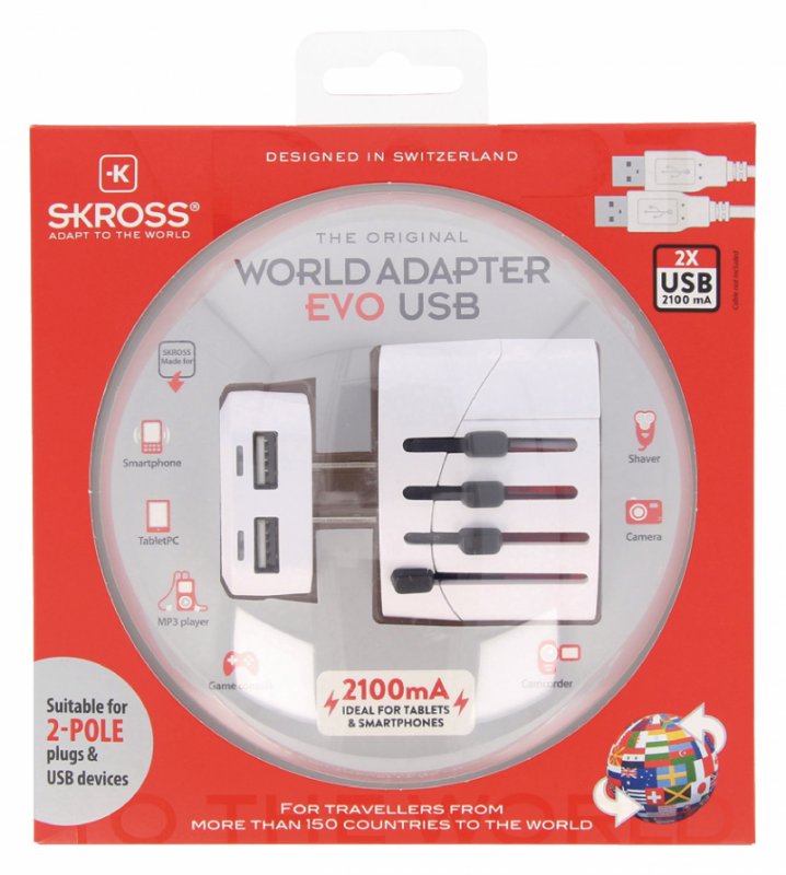 Cestovní Adaptér Svět EVO USB Nezemněný - obrázek č. 6