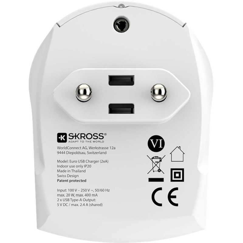 Cestovní Adaptér Evropa USB Nezemněný SKR1302421 - obrázek č. 2