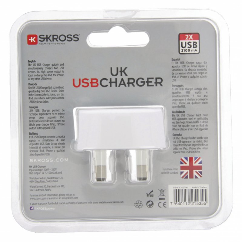Cestovní Adaptér UK USB Nezemněný - obrázek č. 5