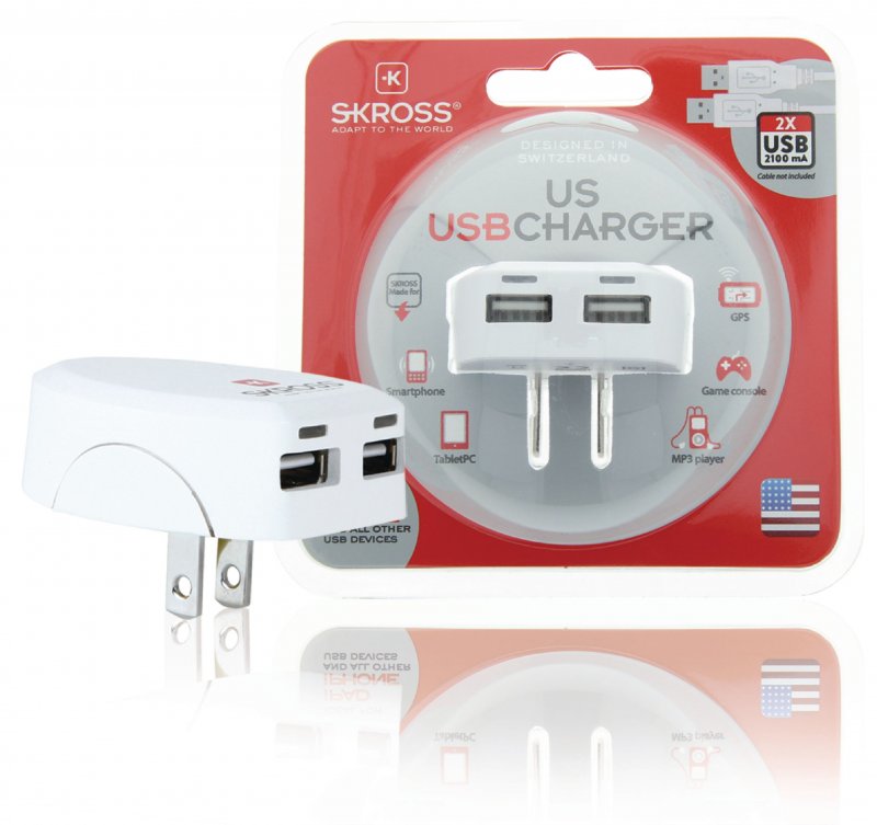 Cestovní Adaptér USA USB Nezemněný - obrázek produktu