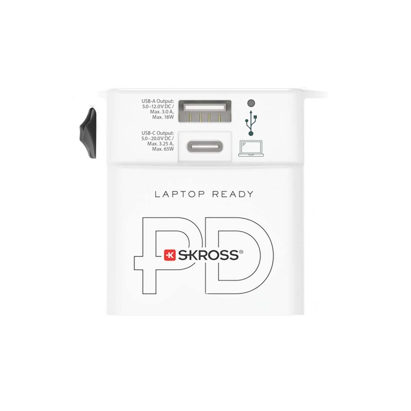 Cestovní adaptér 2pólový světový cestovní adaptér s integrovanou duální USB nabíječkou (1x USB C a 1x USB) 65 Watt Power Deliver - obrázek č. 3